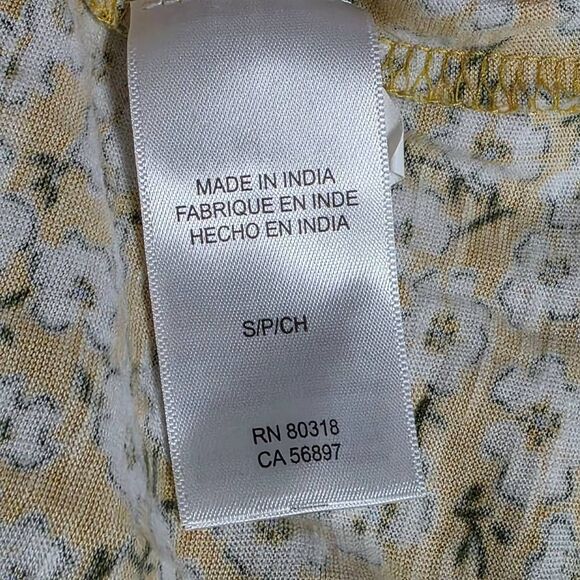 Lucky Brand Yellow Floral Smocked Peasant Top S - Picture 6 of 8